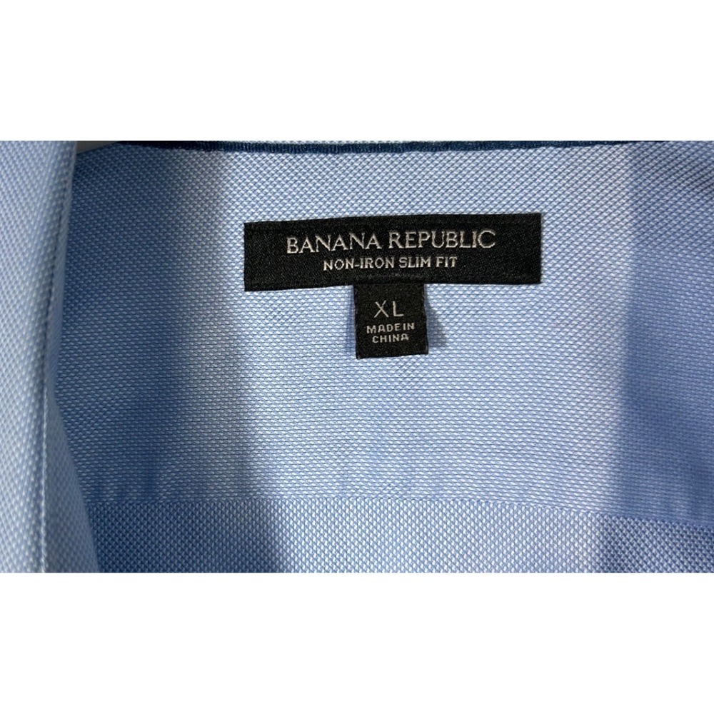 Banana Republic Royal Oxford Slim Fit No Iron Shirt Mens XL Blue French Cuff - Picture 2 of 11